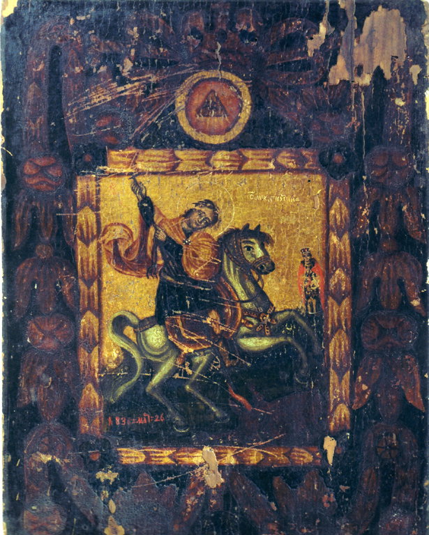 San Giorgio e il drago (dipinto) - ambito russo (met&agrave; sec. XIX)